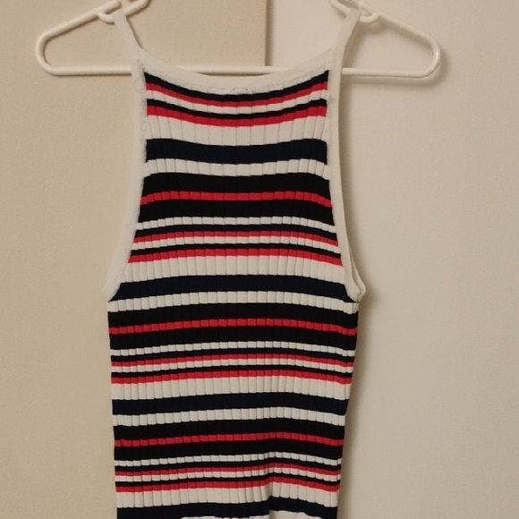 Divided Multicolor Striped Ribbed Tank Top - Picture 2 of 2